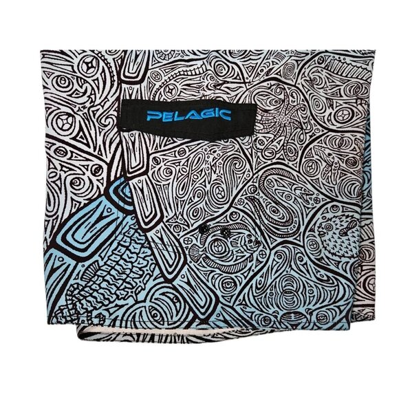 Pelagic Fish Print Board Shorts Swim Trunks Blue White Men's 37 11.5" Inseam - Picture 5 of 13